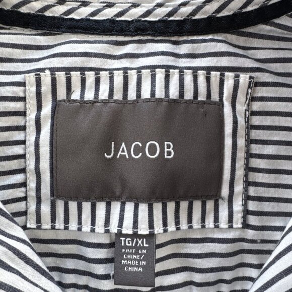 Jacob, dress shirt women's, XL, Black &white Striped button up high collar darts - Picture 12 of 16